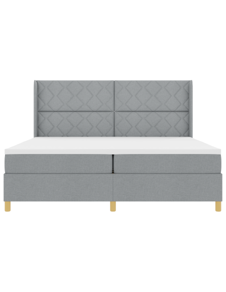 Letto Box Spring con Materasso e Luce LED Grigio Chiaro 200x200 cm Tessuto