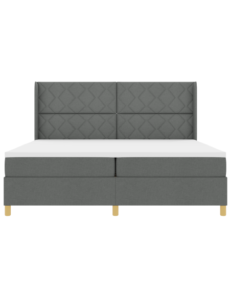 Letto con Rete a Molla e Materasso & LED Grigio Scuro 200x200 cm Tessuto