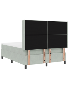 Letto a molle con testiera Grigio chiaro 140 x 190 cm Velluto 2