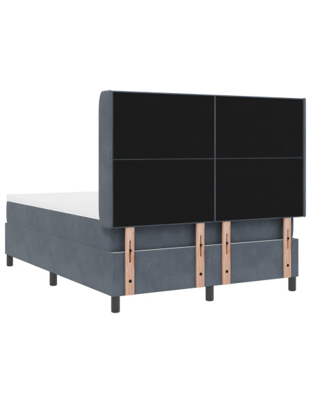 Letto Box Spring  con Materasso e LED Grigio Scuro 140x190 cm in Velluto