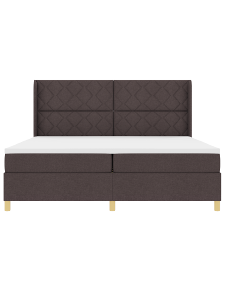 Letto a Doghe con Materasso e LED Marrone Scuro 200x200 cm Tessuto