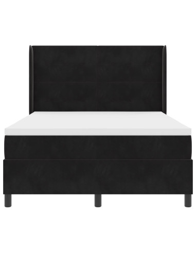Letto a molle con strisce LED Nero 140 x 190 cm Velluto