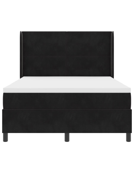 Letto a molle con strisce LED Nero 140 x 190 cm Velluto