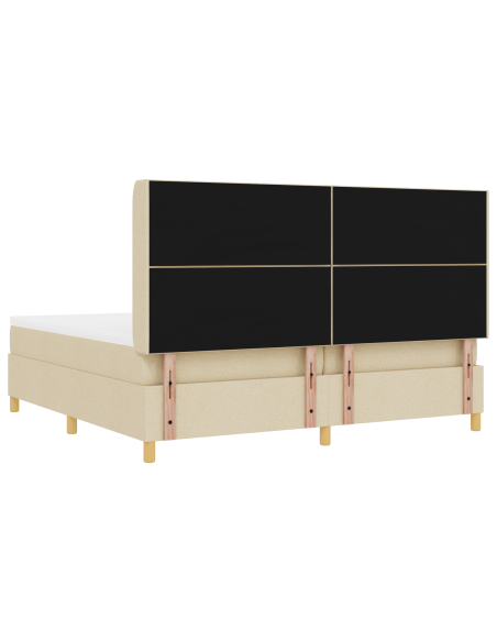 Letto Box Spring  con Materasso e LED Crema 200x200 cm Tessuto