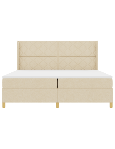 Letto a molle con materasso Crema 200 x 200 cm Tessuto