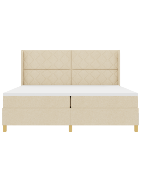 Letto Box Spring  con Materasso e LED Crema 200x200 cm Tessuto