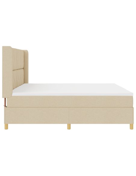 Letto Box Spring  con Materasso e LED Crema 200x200 cm Tessuto