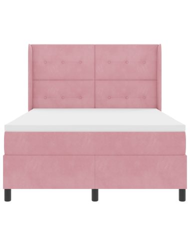 Letto a molle con testiera Rosa 140 x 190 cm Velluto