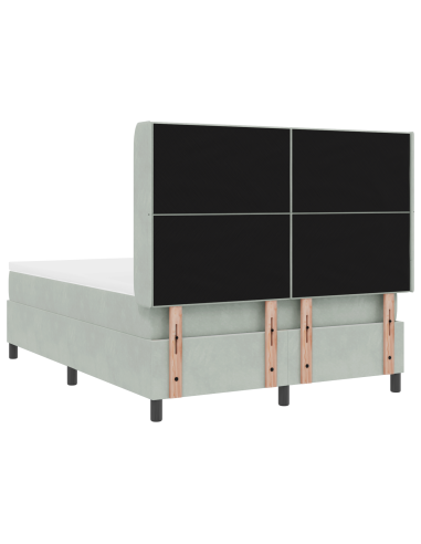 Letto a molle con testiera Grigio chiaro 140 x 200 cm Velluto