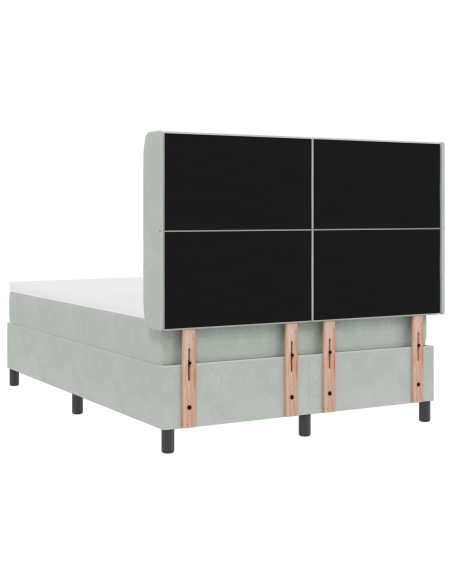 Letto Box Spring con Materasso e Luce LED Grigio Chiaro 140x200 cm Velluto
