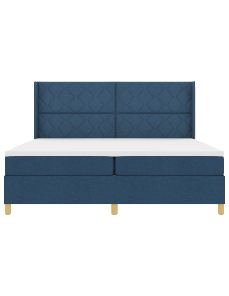 Letto a molle con materasso Blu 200 x 200 cm Tessuto