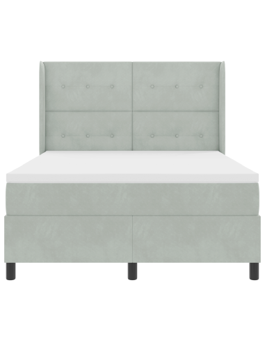 Letto a molle con testiera Grigio chiaro 140 x 200 cm Velluto