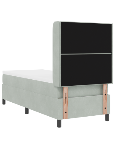Letto a molle con materasso Grigio chiaro 80 x 200 cm Velluto