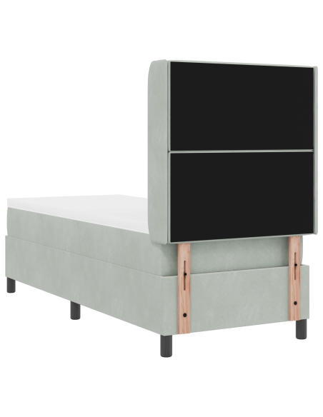 Letto a molle con materasso Grigio chiaro 80 x 200 cm Velluto