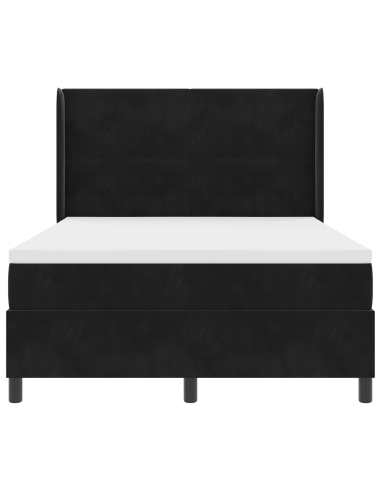 Letto a molle con strisce LED Nero 140 x 200 cm Velluto