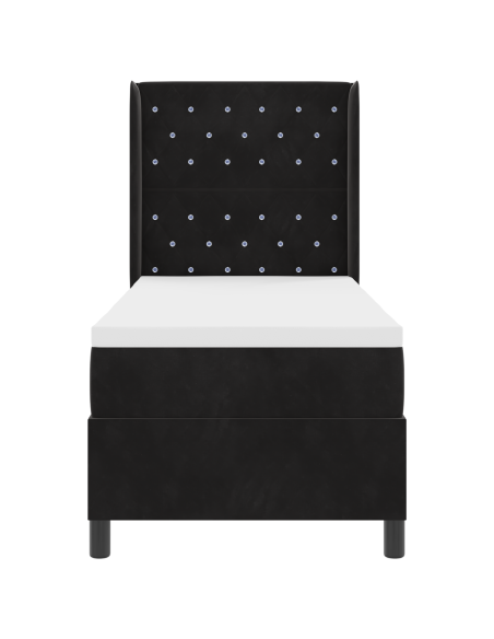 Letto Box Spring con Materasso e LED Nero 80x200 cm Velluto