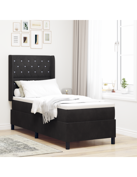 Letto Box Spring con Materasso e LED Nero 80x200 cm Velluto