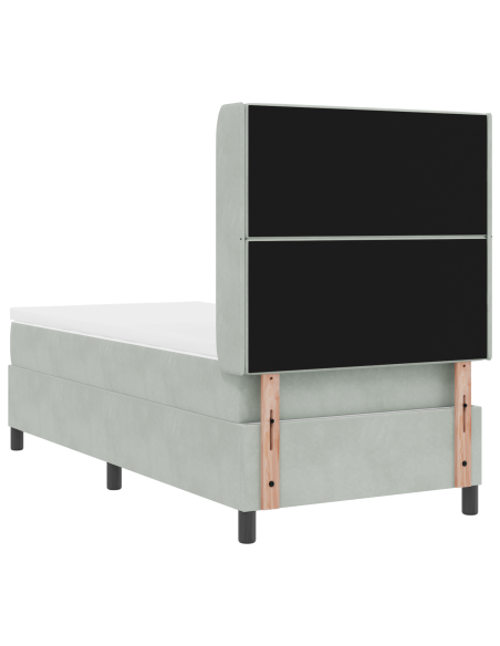 Letto Box Spring con Materasso e Luce LED Grigio Chiaro 90x190 cm Velluto