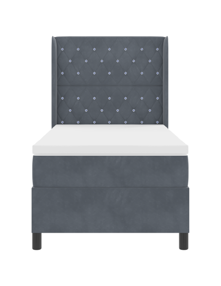 Letto a Molle con Materasso e LED Grigio Scuro 90x190 cm Velluto
