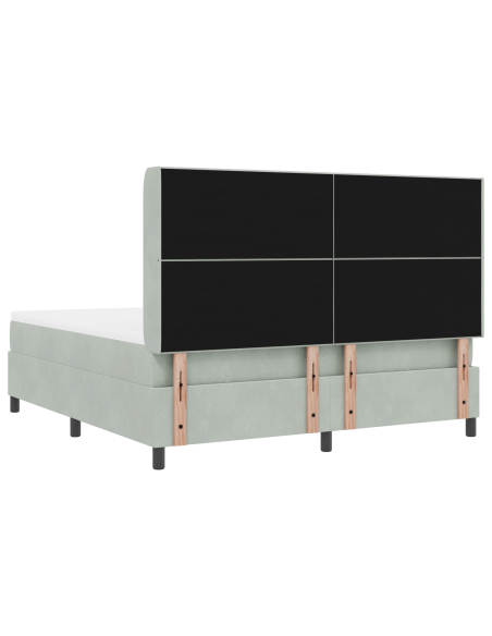 Letto Box Spring con Materasso e Luce LED Grigio Chiaro 180x200 cm Velluto