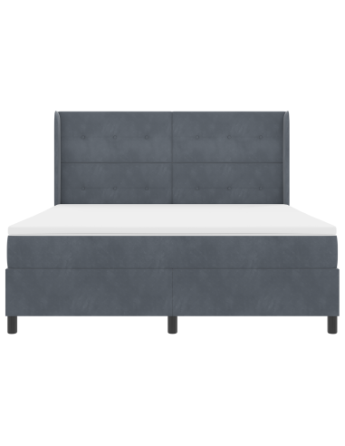 Letto a molle con materasso Grigio scuro 180 x 200 cm Velluto