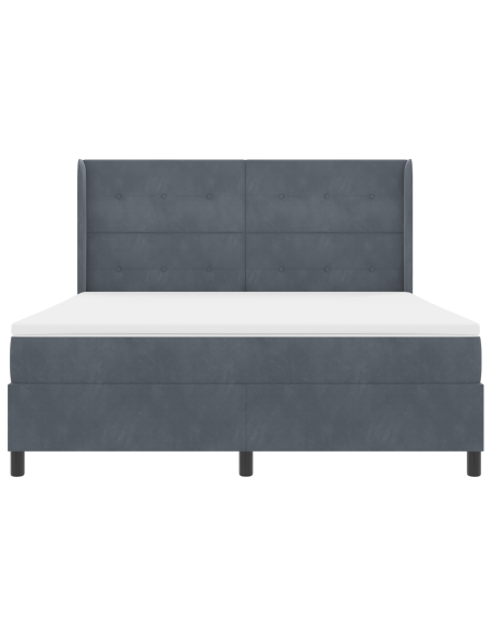 Letto a molle con materasso Grigio scuro 180 x 200 cm Velluto