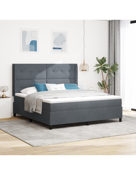 Letto a Molle con Materasso & LED Grigio Scuro 180x200 cm Velluto