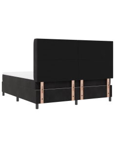 Letto a molle con materasso con led Nero 180 x 200 cm Velluto 2