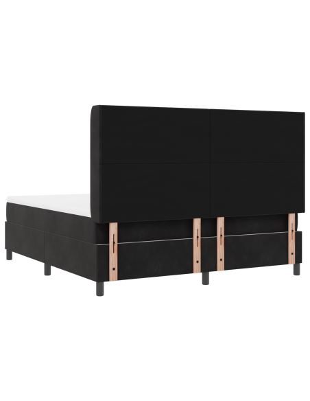 Letto a molle con materasso con led Nero 180 x 200 cm Velluto