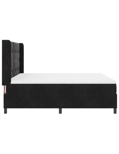 Letto a molle con materasso con led Nero 180 x 200 cm Velluto