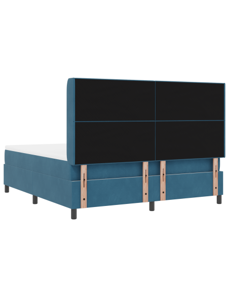 Letto con Box Spring e Materasso & LED Blu Scuro 180x200 cm Velluto