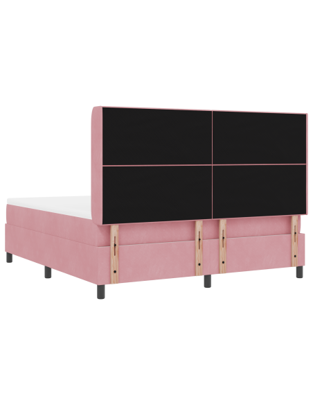 Letto Box Spring con Materasso e LED Rosa 180x200 cm Velluto