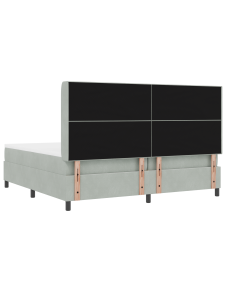 Letto Box Spring con Materasso e Luce LED Grigio Chiaro 200x200 cm Velluto