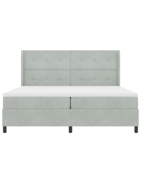 Letto Box Spring con Materasso e Luce LED Grigio Chiaro 200x200 cm Velluto