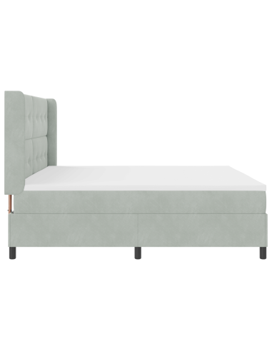 Letto a molle con materasso Grigio chiaro 200 x 200 cm Velluto