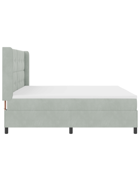 Letto a molle con materasso Grigio chiaro 200 x 200 cm Velluto