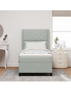 Letto a molle con materasso Grigio chiaro 90 x 200 cm Velluto