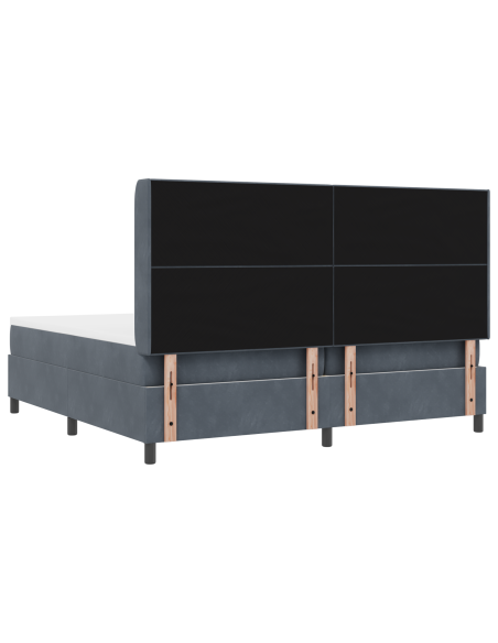 Letto Box Spring con Materasso e LED Grigio Scuro 200x200 cm in Velluto