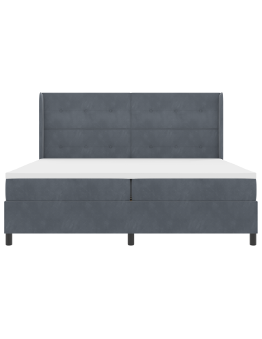 Letto a molle con materasso Grigio scuro 200 x 200 cm Velluto