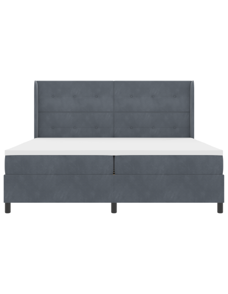 Letto Box Spring con Materasso e LED Grigio Scuro 200x200 cm in Velluto