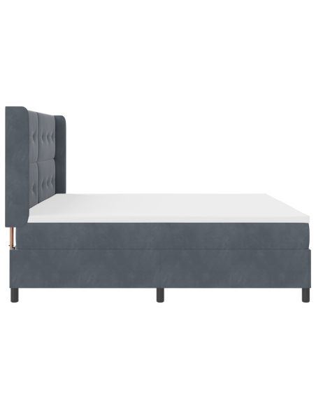 Letto a molle con materasso Grigio scuro 200 x 200 cm Velluto