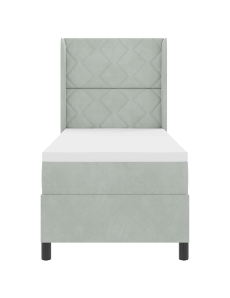 Letto Box Spring con Materasso & Luce LED Grigio Chiaro 80x200 cm Velluto