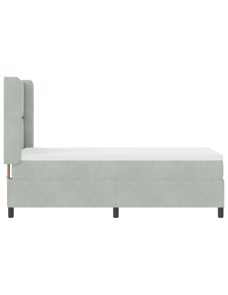 Letto Box Spring con Materasso & Luce LED Grigio Chiaro 80x200 cm Velluto