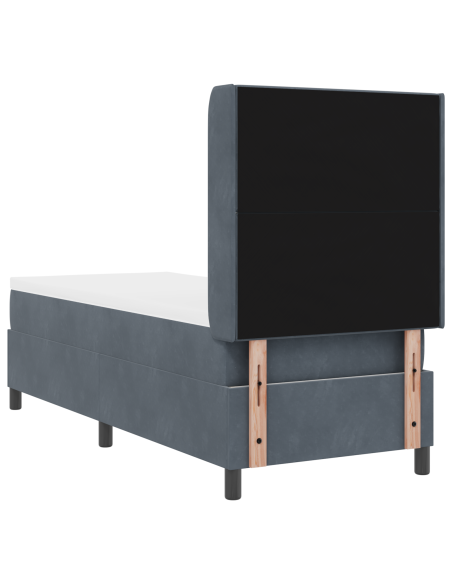 Letto Box Spring con Materasso e LED Grigio Scuro 80x200 cm in Velluto