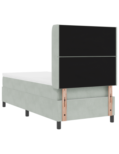 Letto a molle con materasso Grigio chiaro 90 x 200 cm Velluto