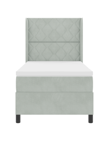 Letto a molle con materasso Grigio chiaro 90 x 200 cm Velluto