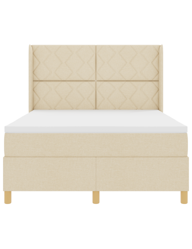 Letto a molle con materasso Crema 160 x 200 cm Tessuto