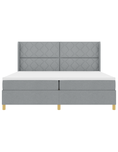 Letto a molle con materasso Grigio chiaro 200 x 200 cm Tessuto