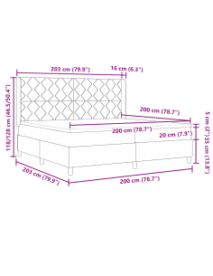 Letto a molle con materasso Crema 200 x 200 cm Tessuto