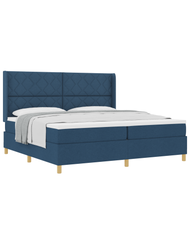 Letto a molle con materasso Blu 200 x 200 cm Tessuto